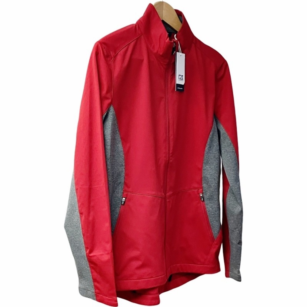 NWT Cutter & Buck CB WeatherTec Windbreaker Full Zip Jacket Mens Medium Red Gray - Picture 10 of 13